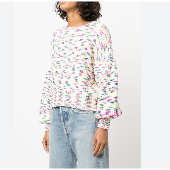 Cinq a Sept Mari Sweater Multicolor Space Dye Balloon Sleeve Chunky Knit Medium - Picture 3 of 16